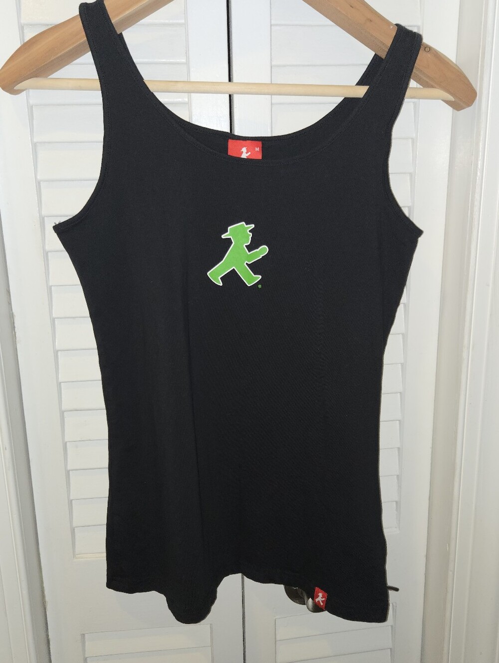 Ampelmann Berlin Black Ribbed Tank Top, Red & Green Walking Man M ⚡️